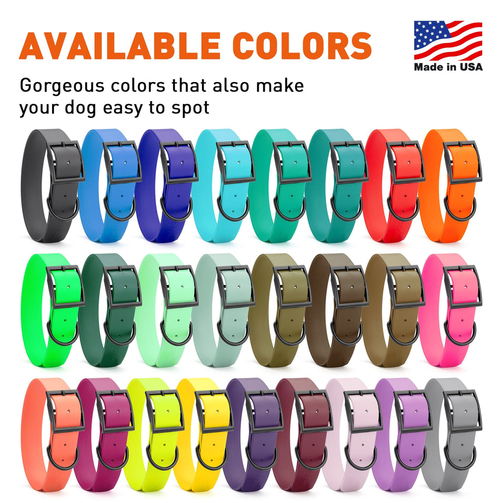 Biothane Waterproof Dog Collar - 1.5in Wide - Large (16 to 20 inches)