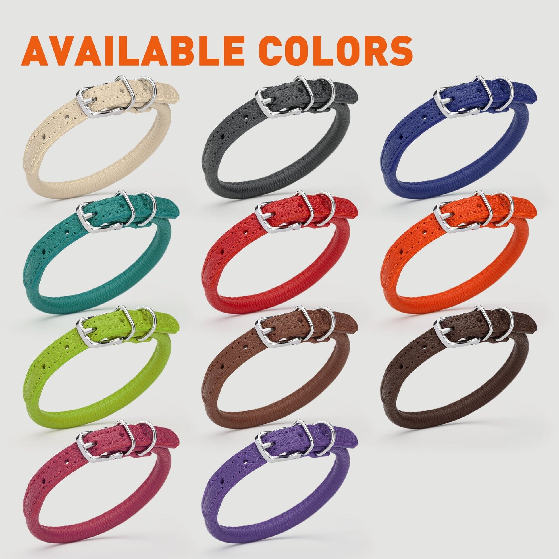 Soft Leather Round Dog Collar