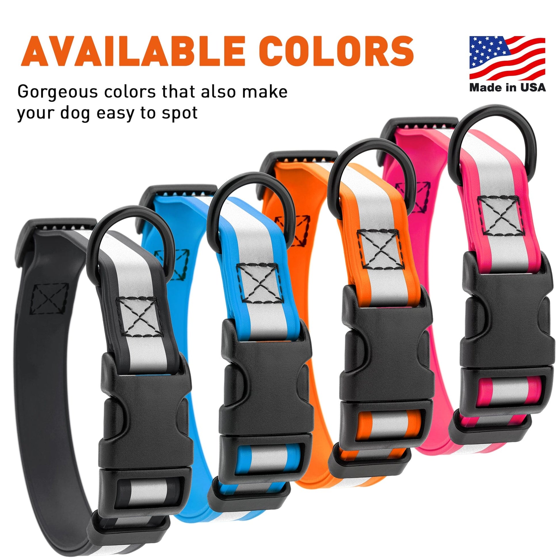Dogline Biothane Reflective Dog Collar with Quick Release Buckle