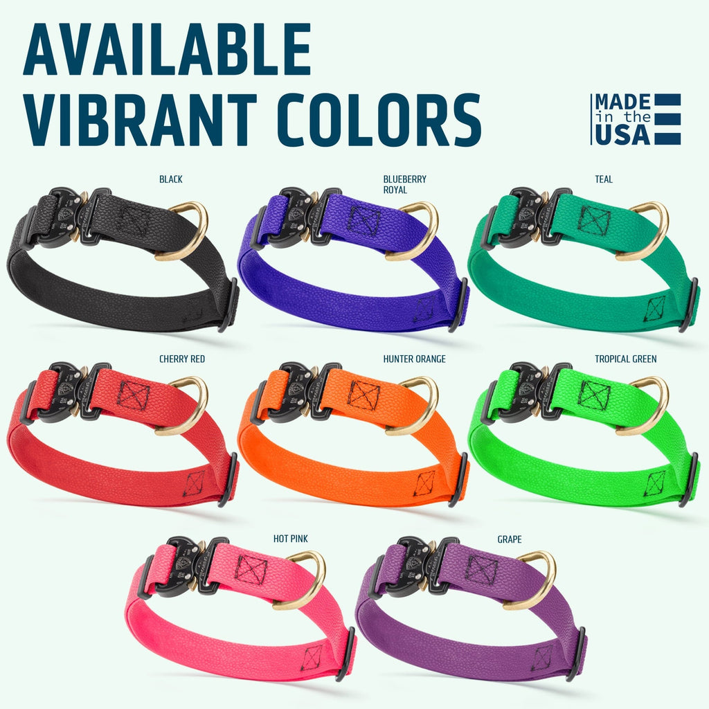 Dogline Pebble Emboss BioThane Dog Collar with Heavy Duty Cobra Buckle
