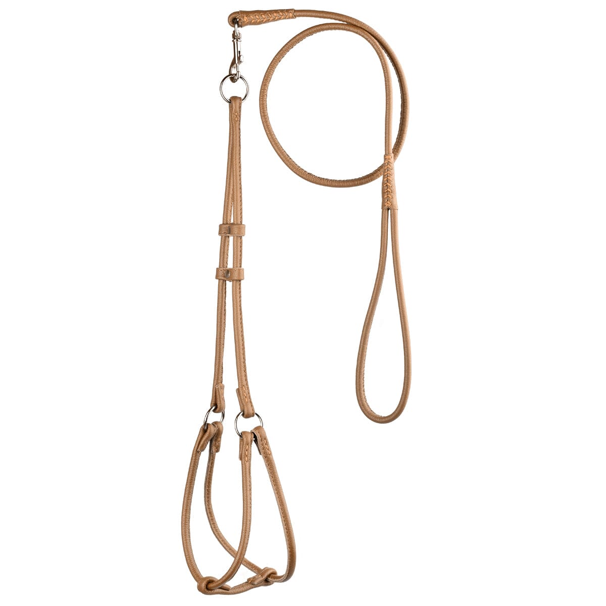 Soft Leather Round Step-In Dog Harness + Round Dog Lead