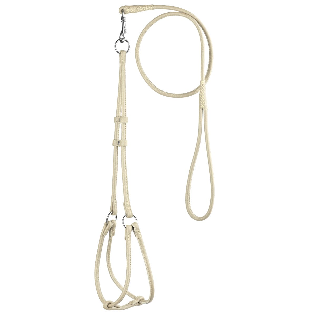 Soft Leather Round Step-In Dog Harness + Round Dog Lead