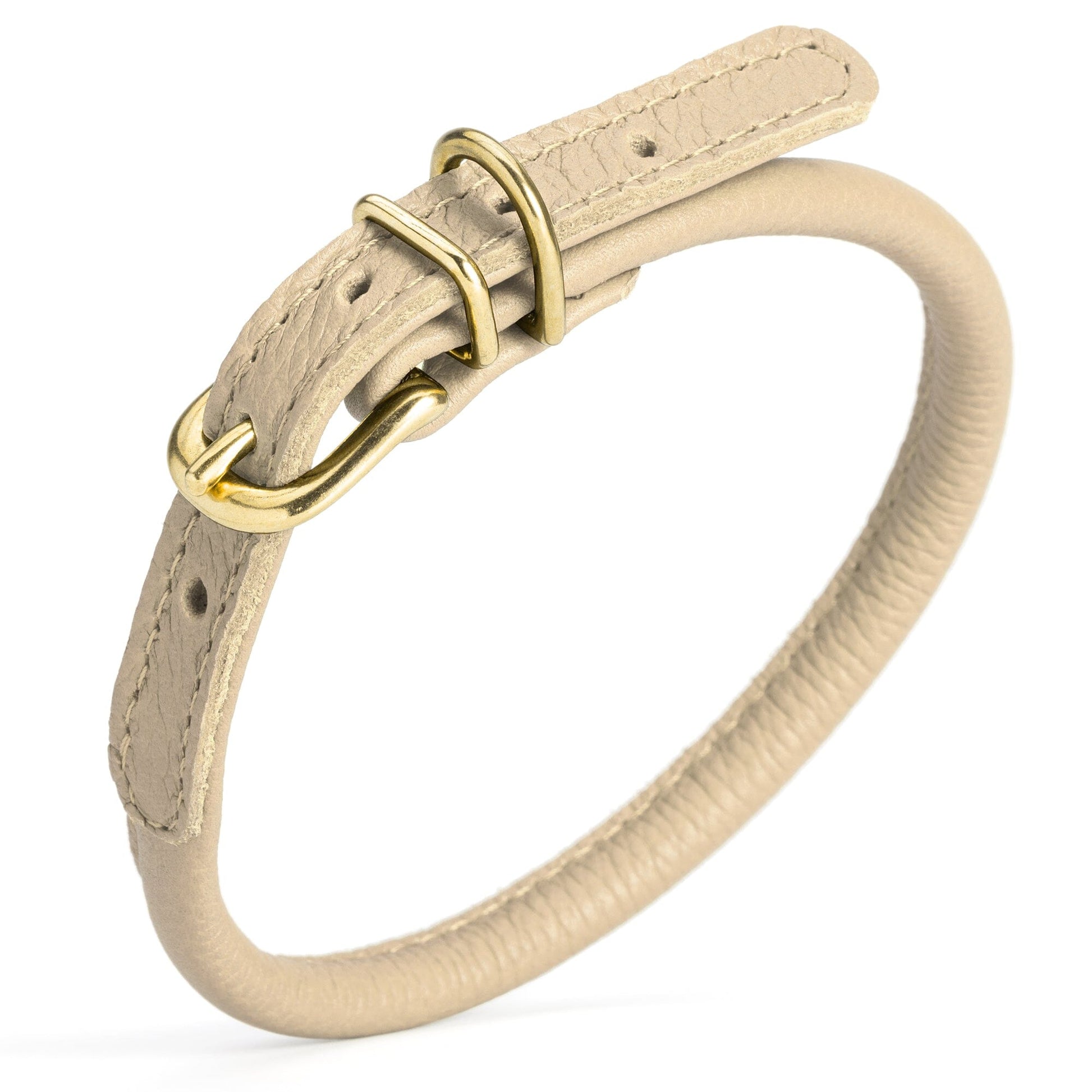 Soft Rolled Leather Dog Collar with Brass Hardware