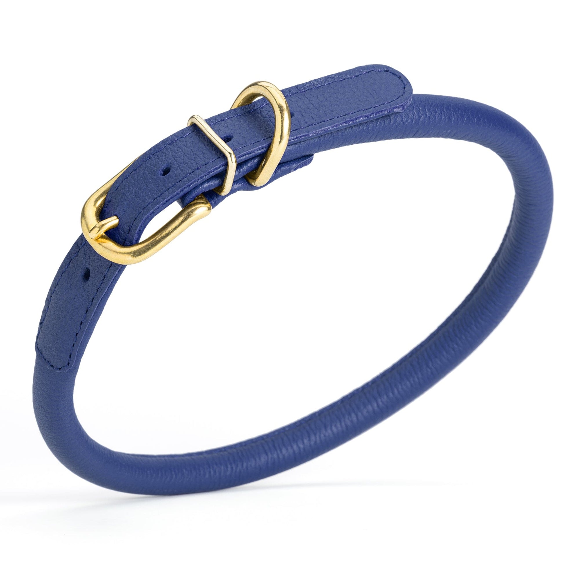 Soft Rolled Leather Dog Collar with Brass Hardware