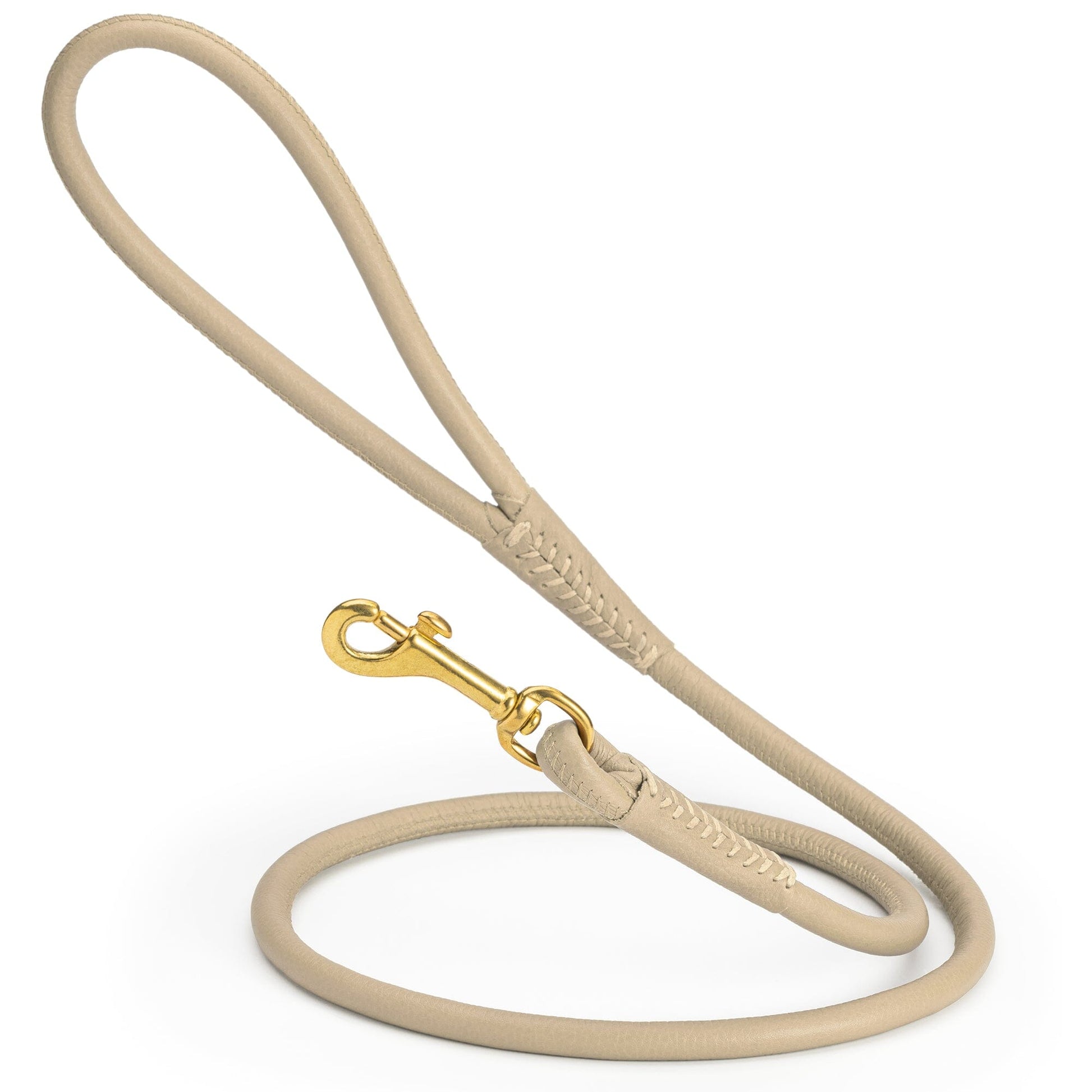 Rolled Leather Dog Leash with Brass Snap Hook