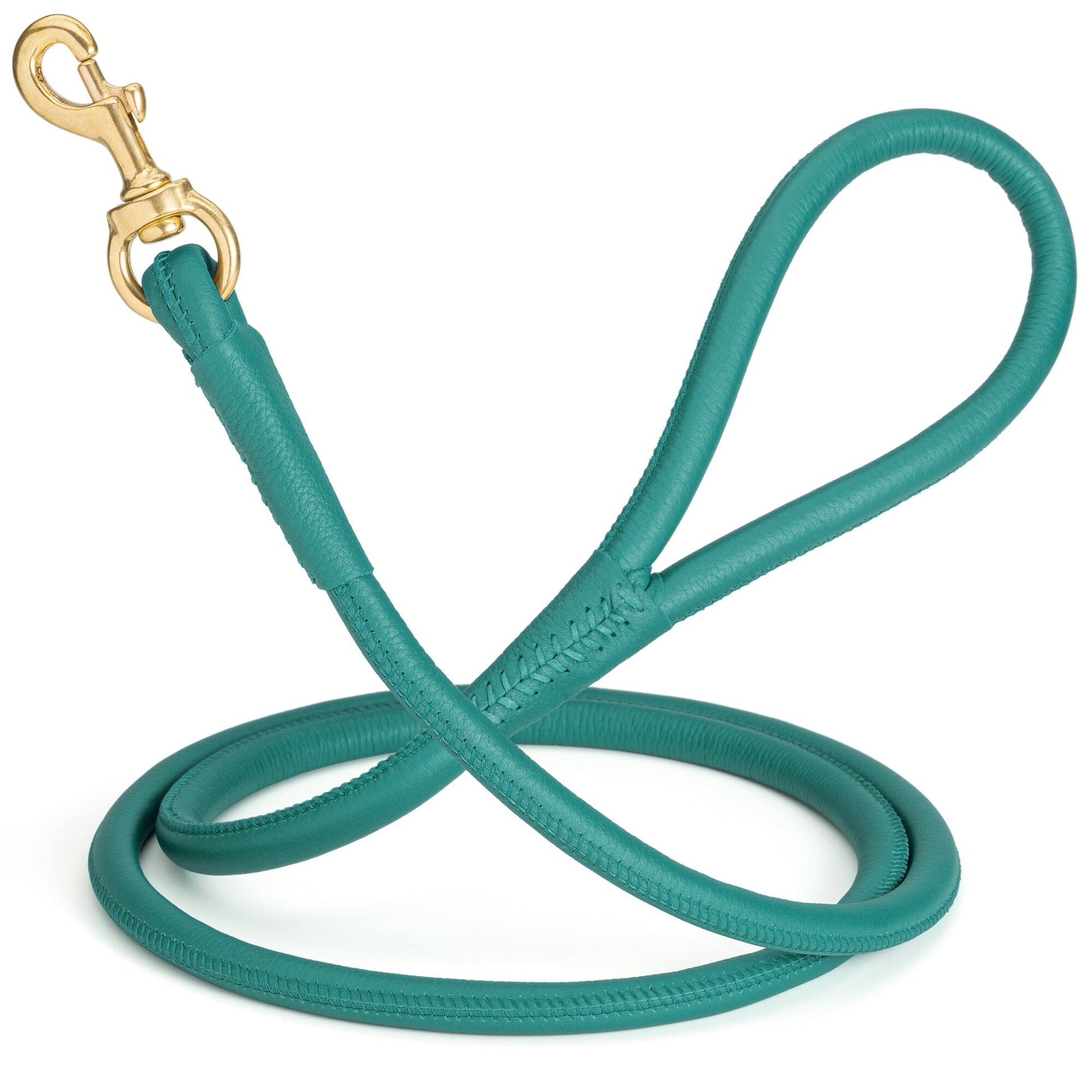 Rolled Leather Dog Leash with Brass Snap Hook