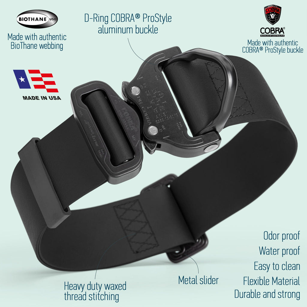 Viper BioThane Tactical Dog Collar with Cobra Buckle, 1.75" Wide