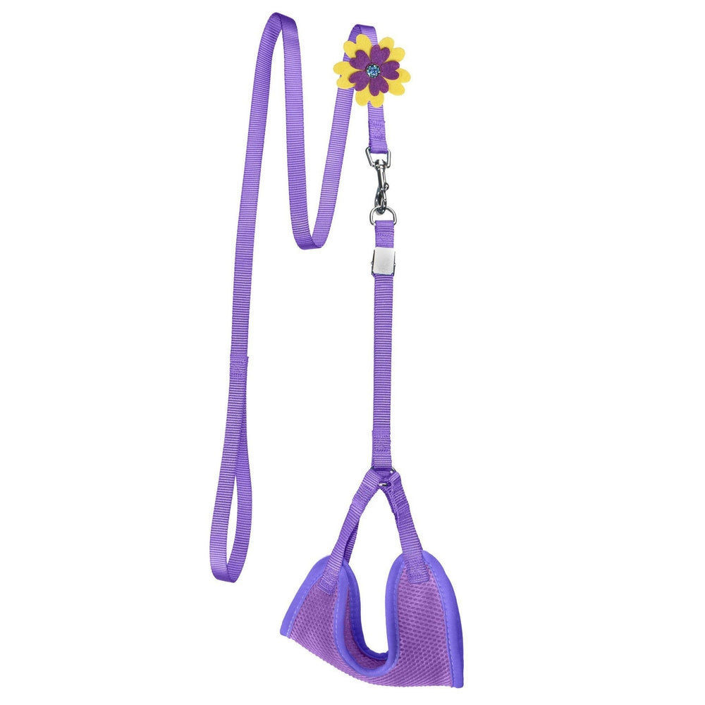 Mesh Step-In Nylon Dog Harness + Optional Flower Dog Leash